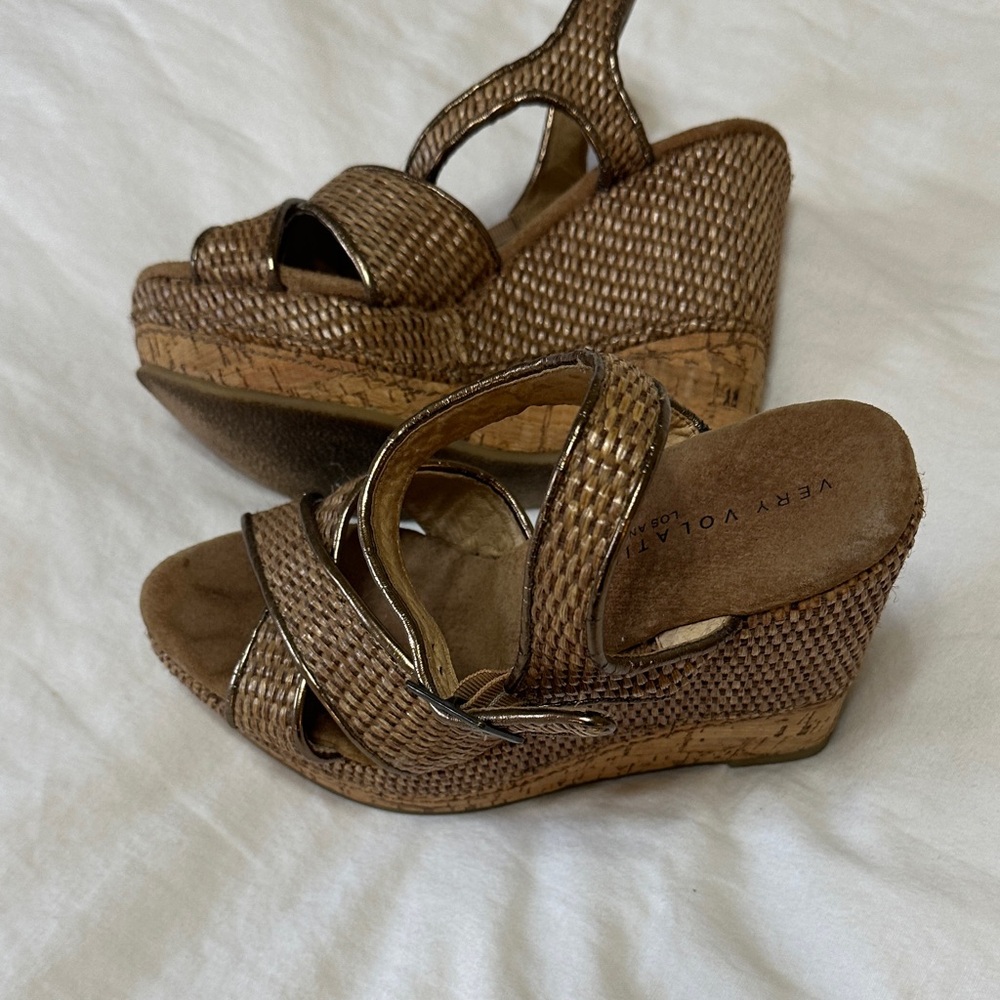 Very Volatile Tan Woven Wedges - Picture 3 of 6